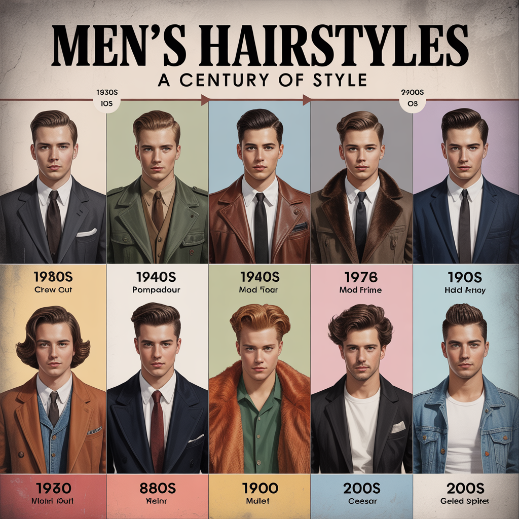 1930s-2000s mens hairstyles