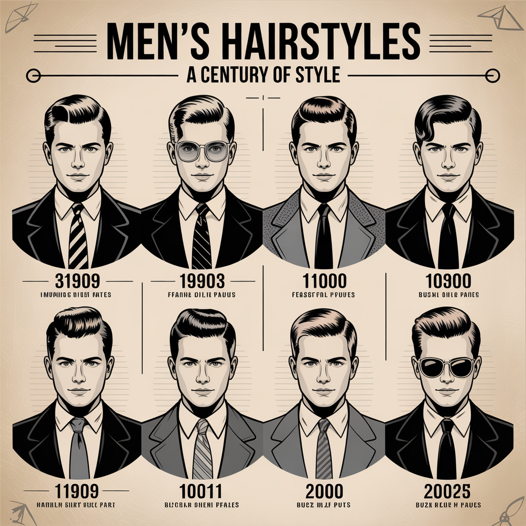 1930s-2000s mens hairstyles