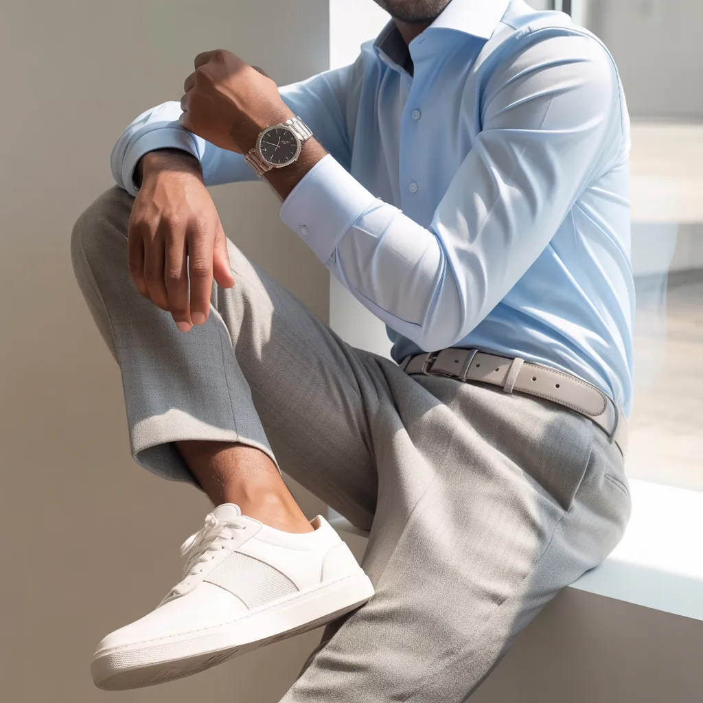 baby blue shirt outfit