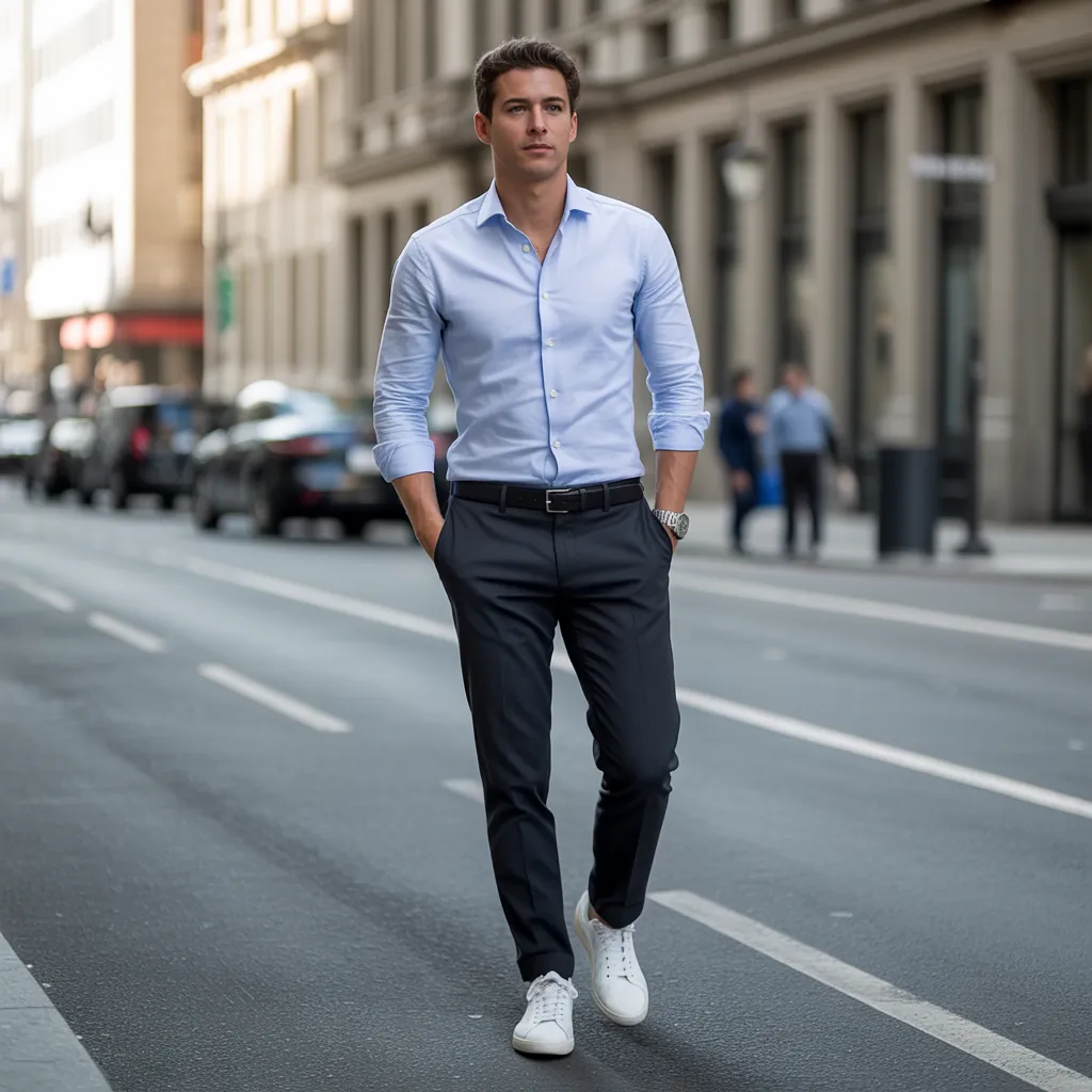 baby blue shirt outfit