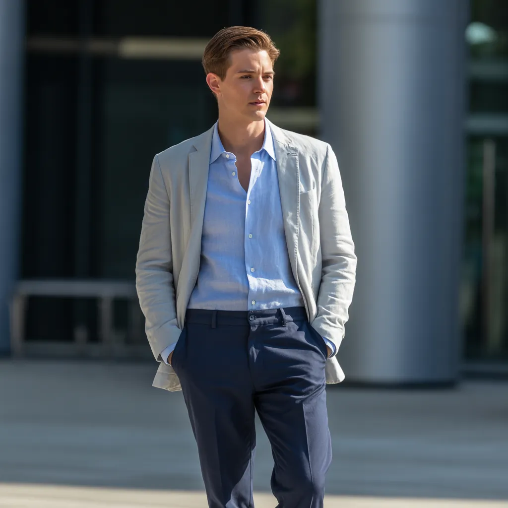 baby blue shirt outfit