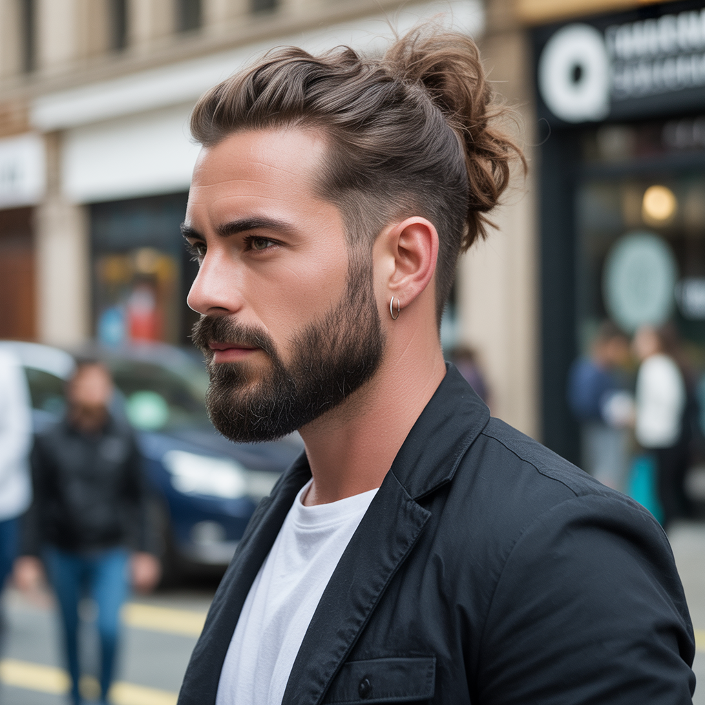 beard styles with a man bun