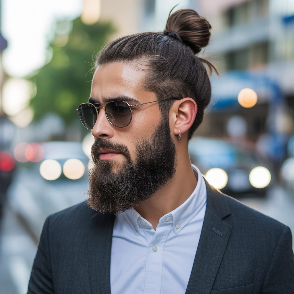 beard styles with a man bun