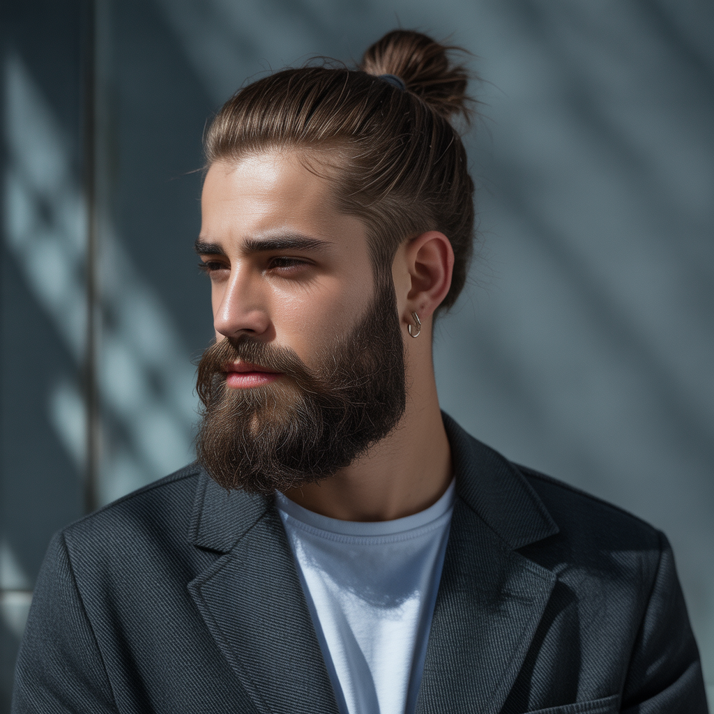 beard styles with a man bun