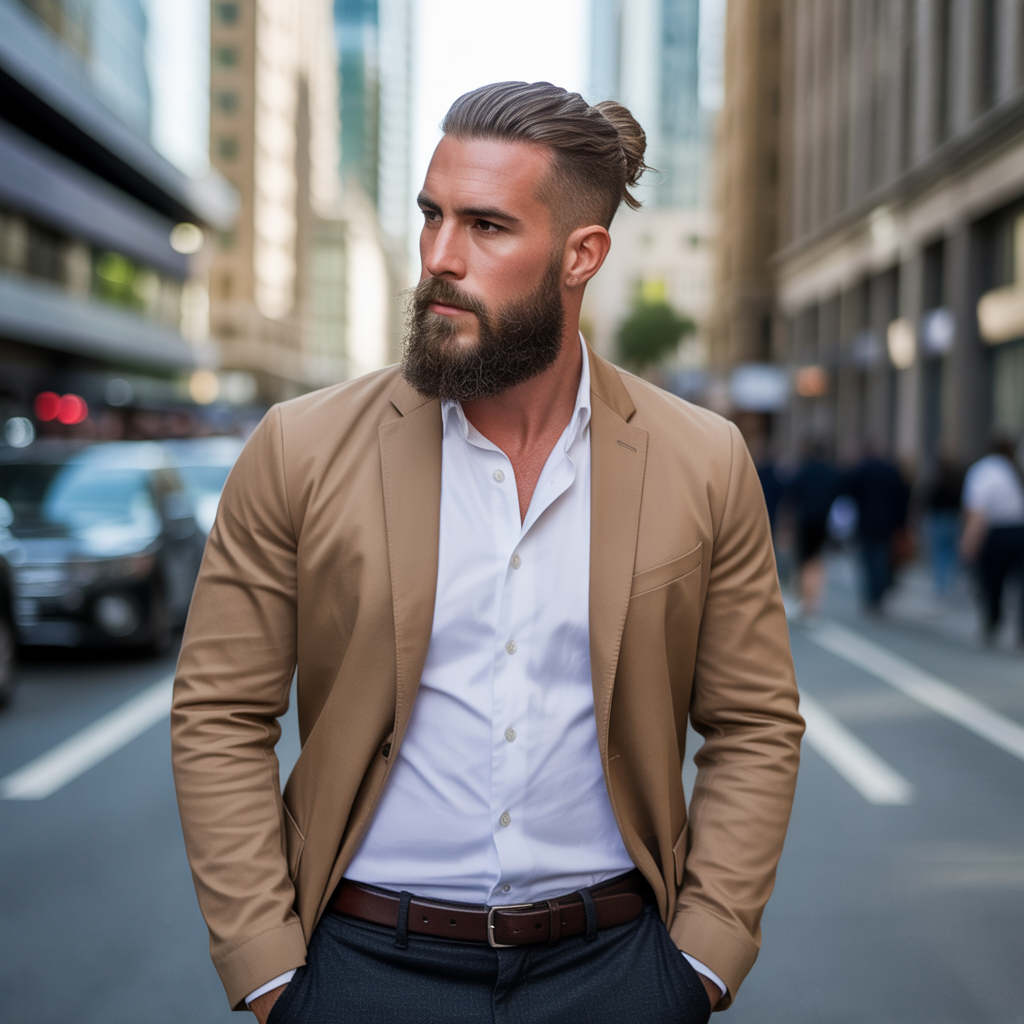 beard styles with a man bun