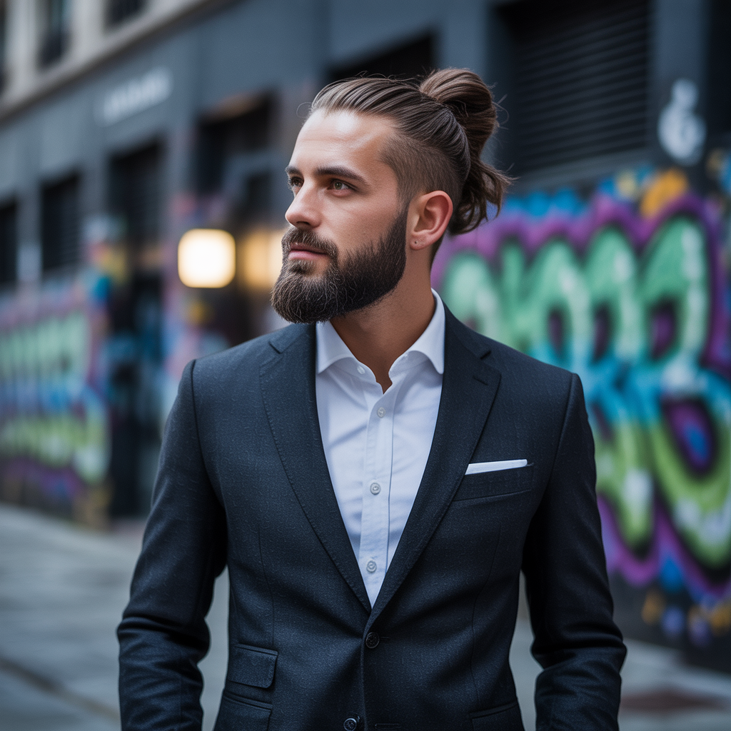 beard styles with a man bun