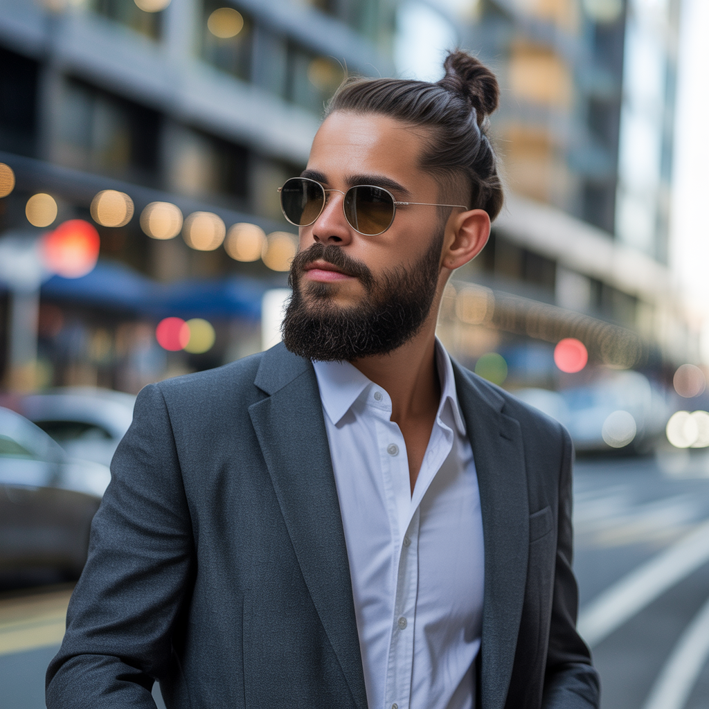 beard styles with a man bun