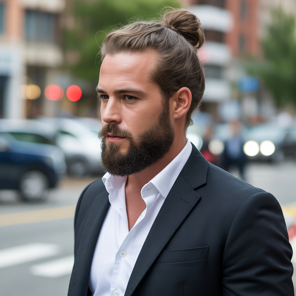 beard styles with a man bun