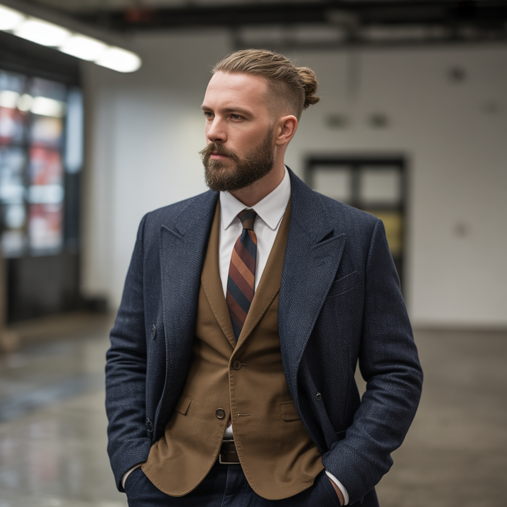 beard styles with a man bun