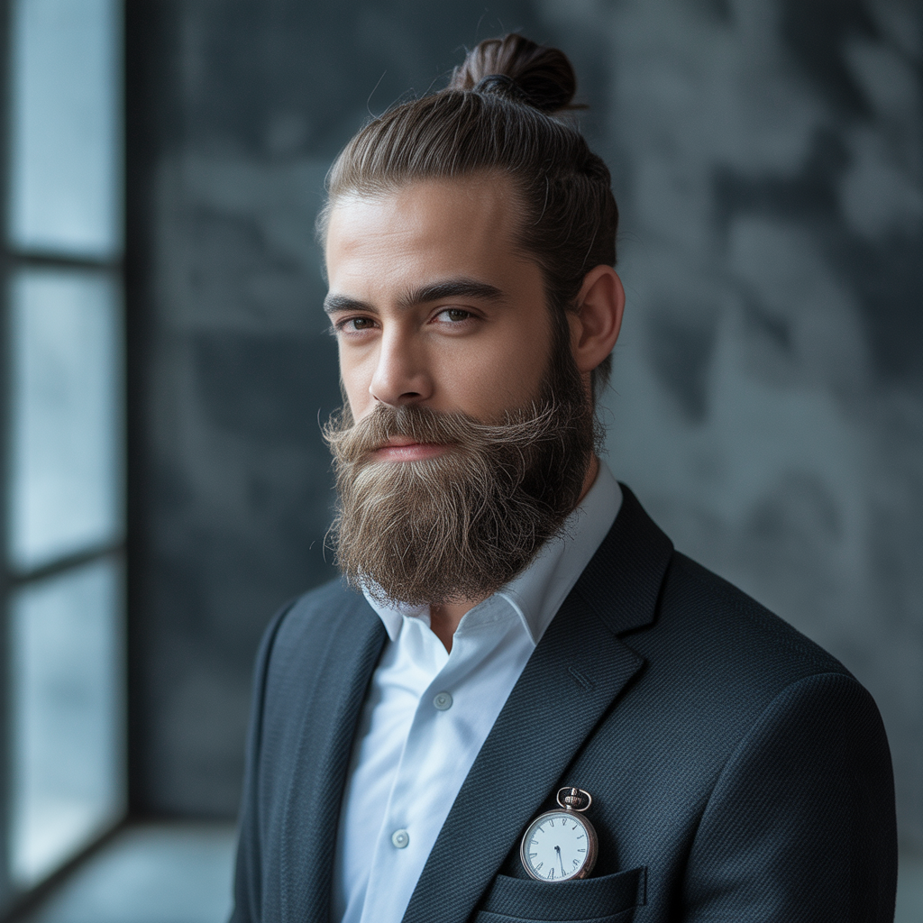 beard styles with a man bun