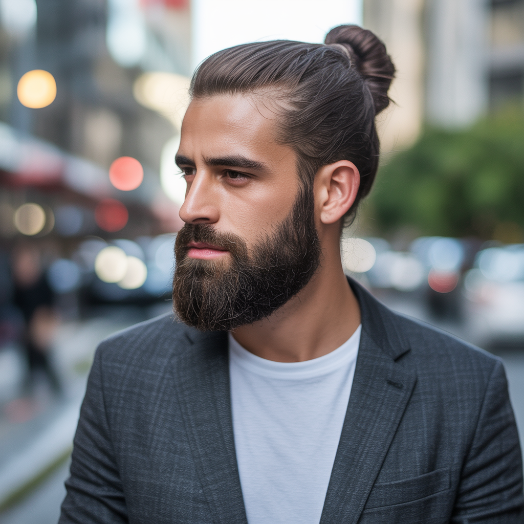 beard styles with a man bun