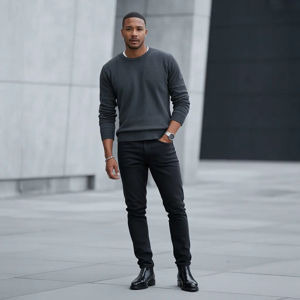 black jeans outfit mens