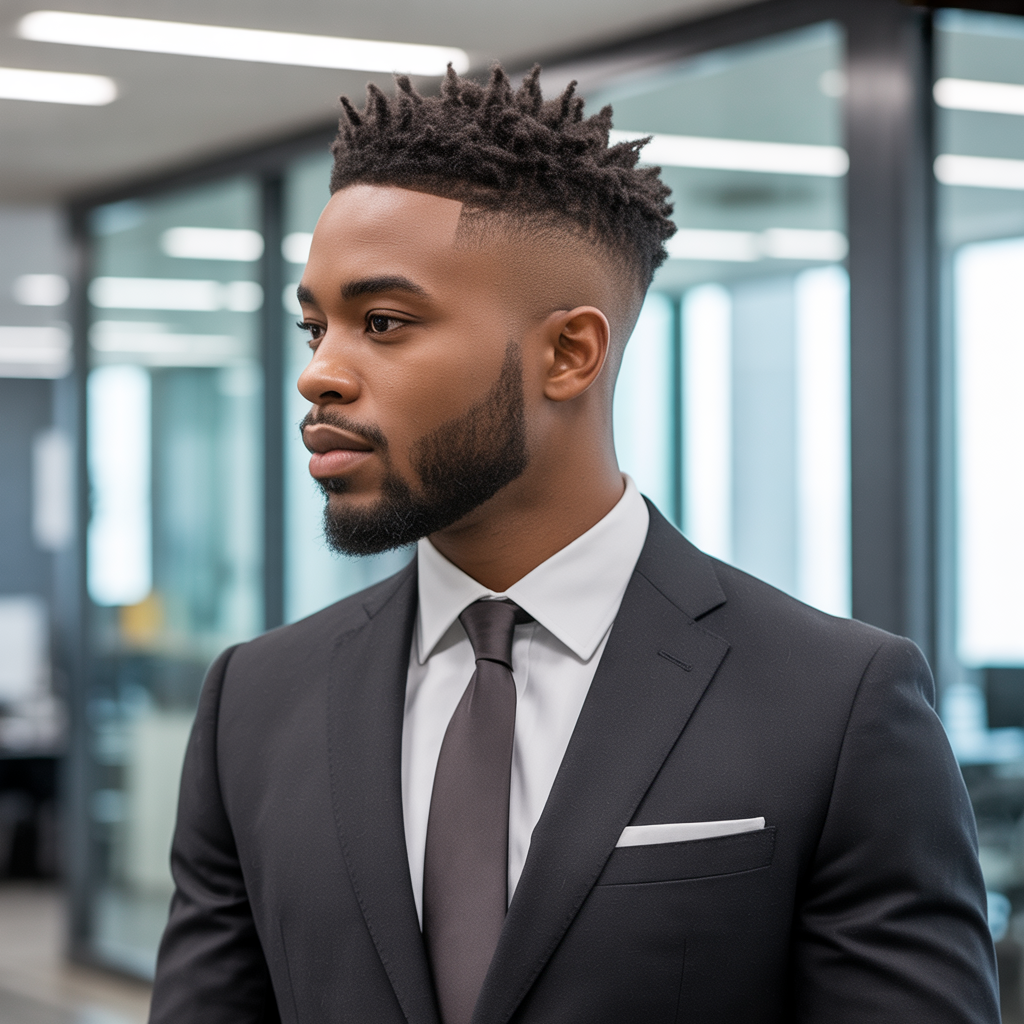 black mens office hair
