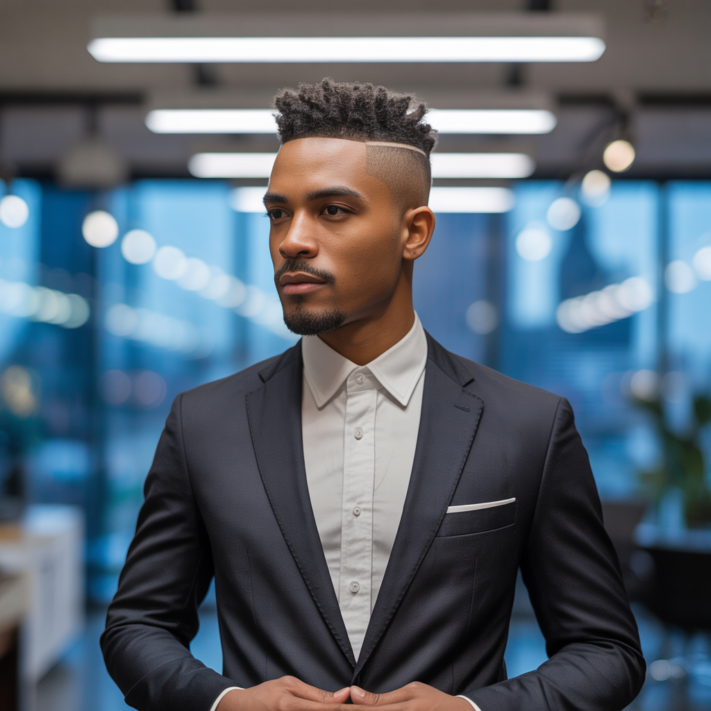 black mens office hair