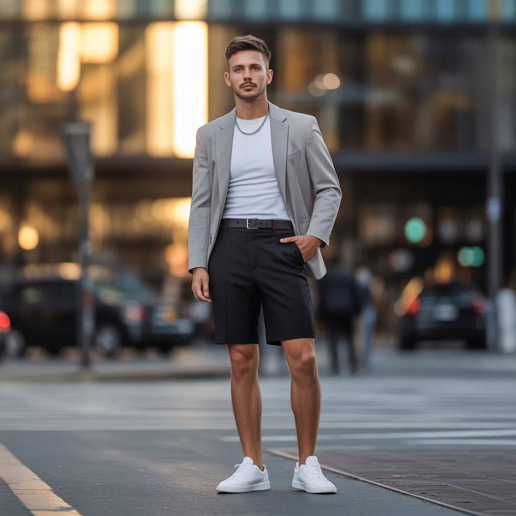 black shorts outfit men