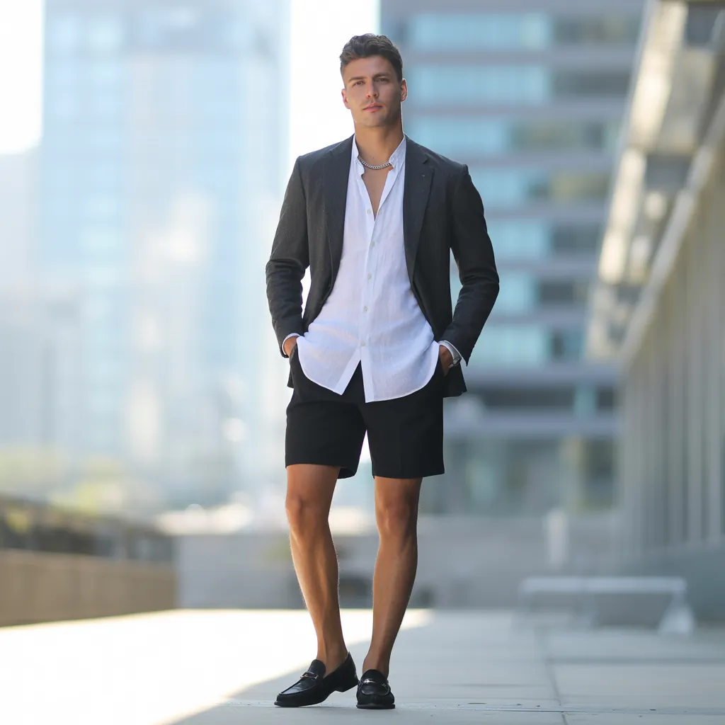 black shorts outfit men