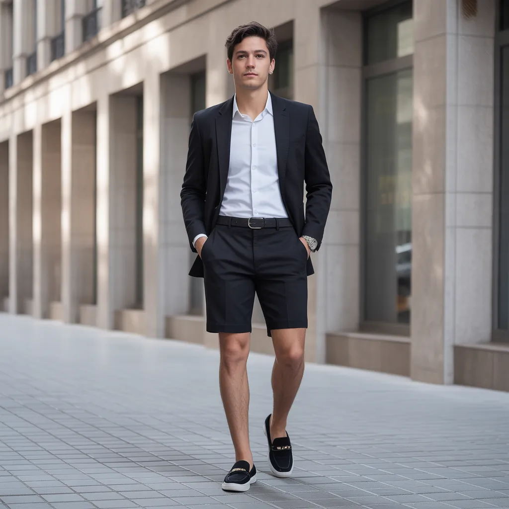 black shorts outfit men