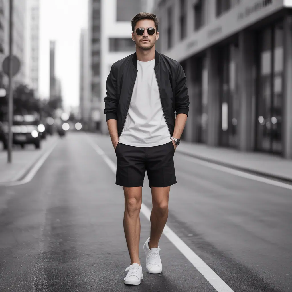 black shorts outfit men