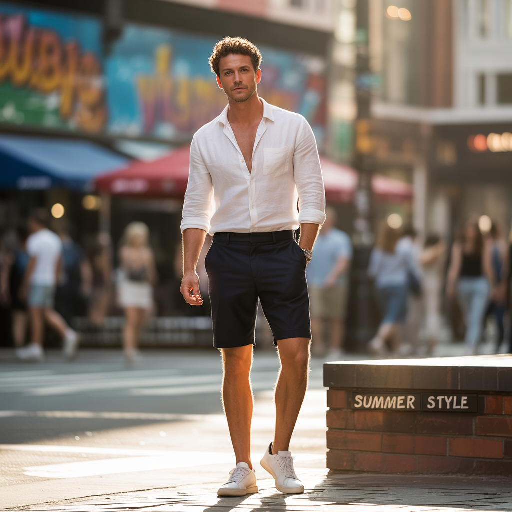 black shorts outfit men