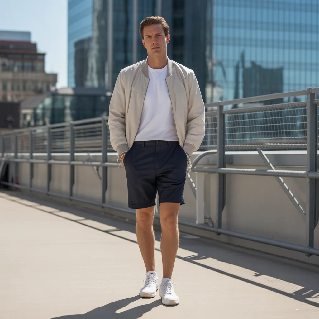 black shorts outfit men