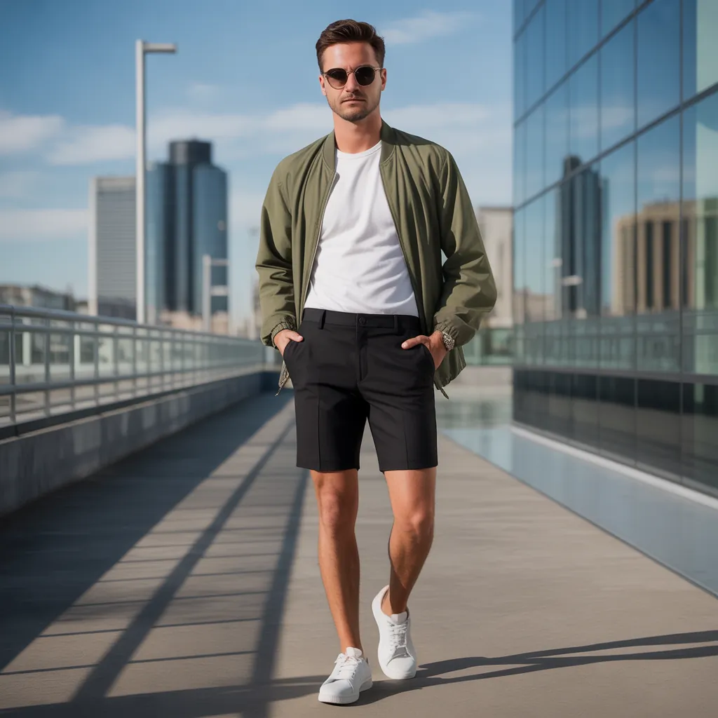 black shorts outfit men