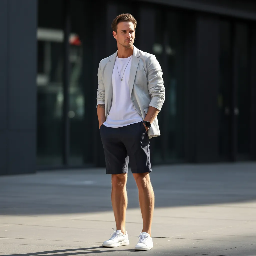 black shorts outfit men