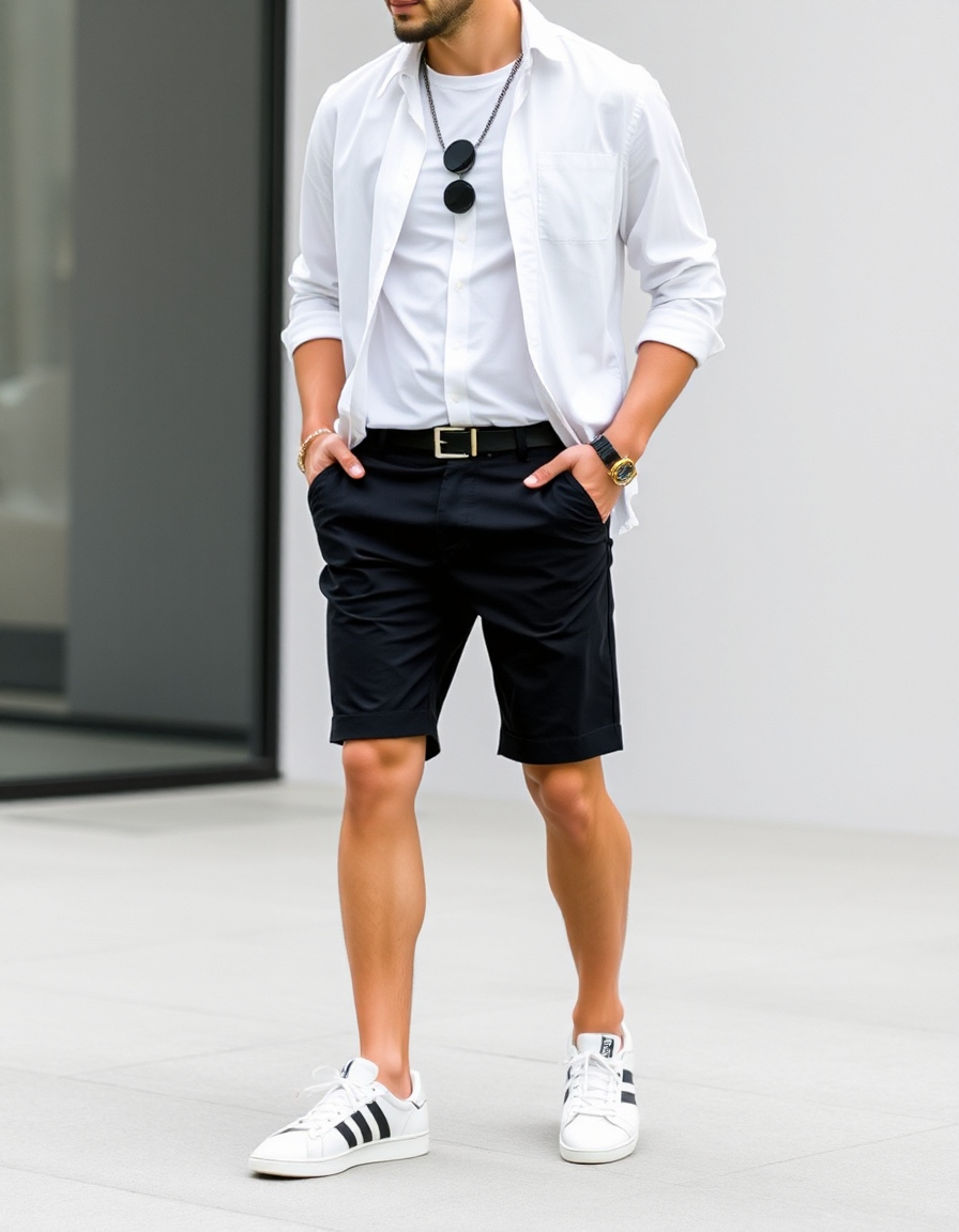 black shorts outfit men ideas
