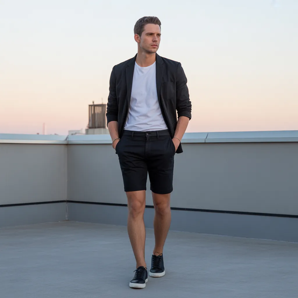 black shorts outfit men ideas