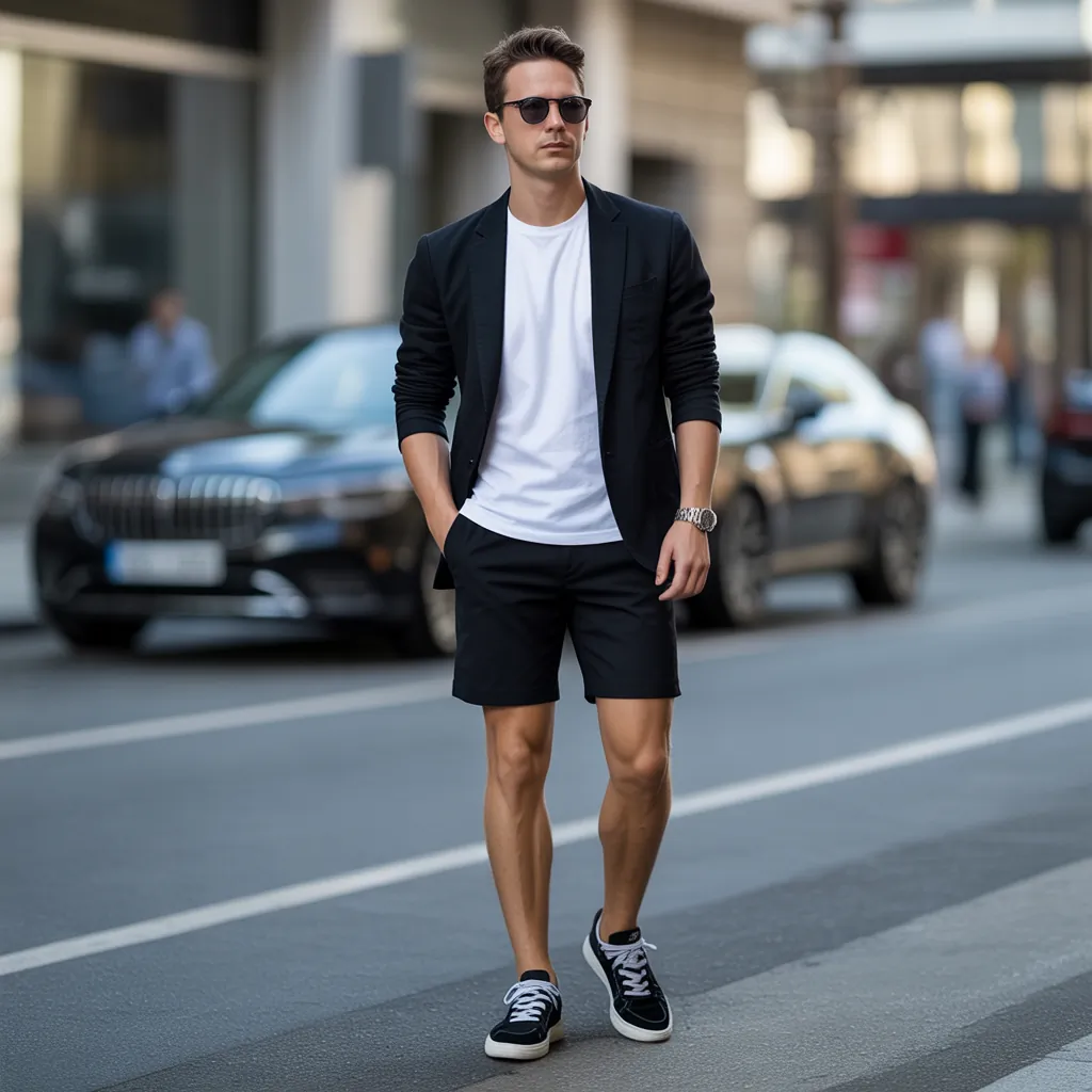 black shorts outfit men ideas