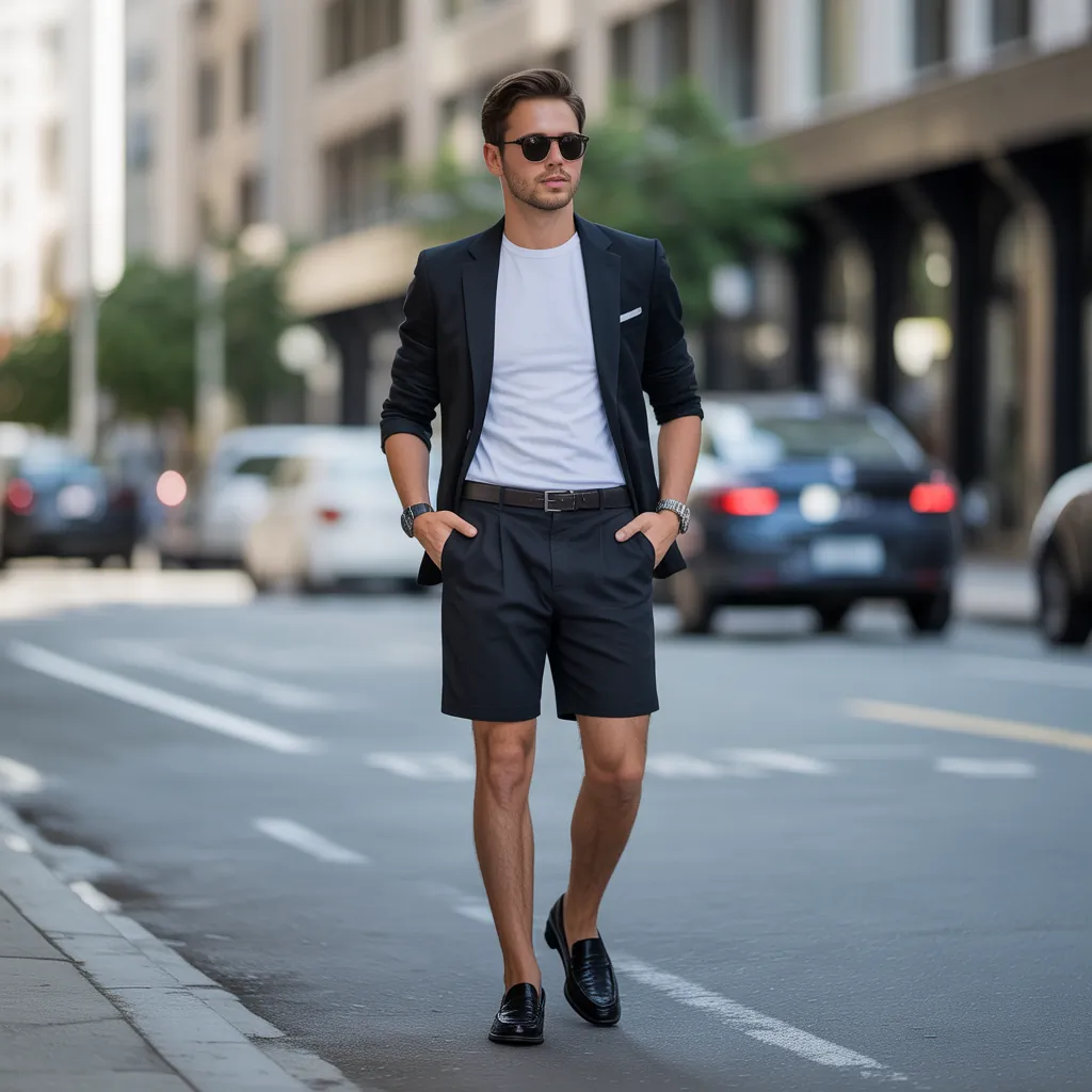 black shorts outfit men ideas