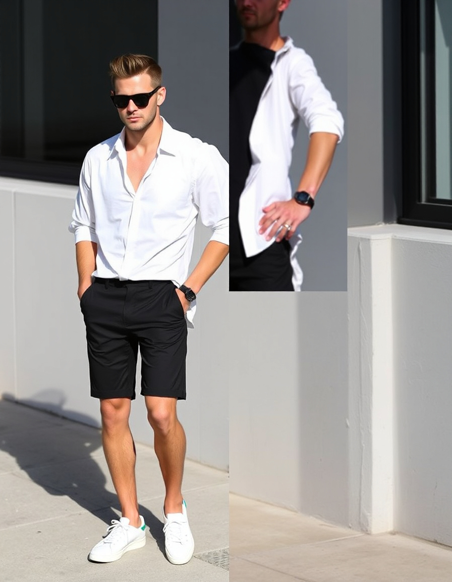 black shorts outfit men ideas