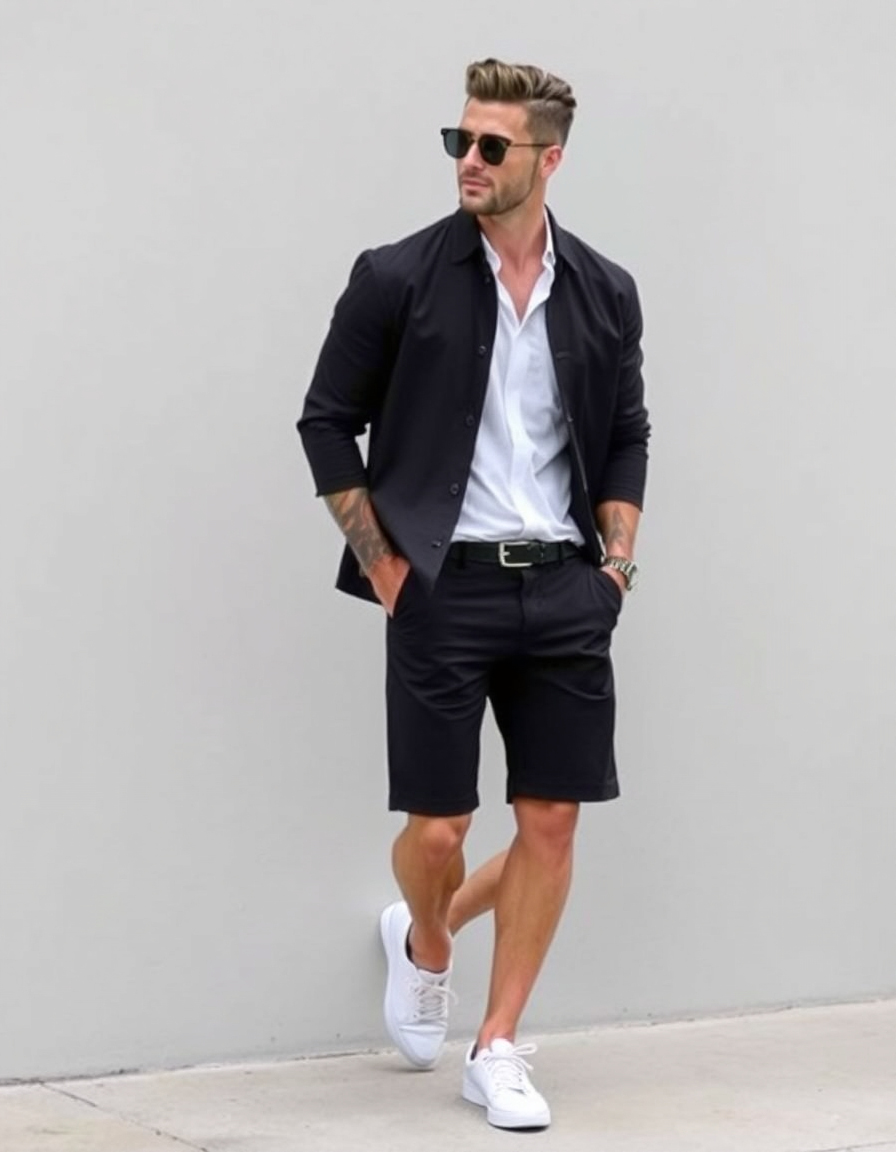 black shorts outfit men ideas