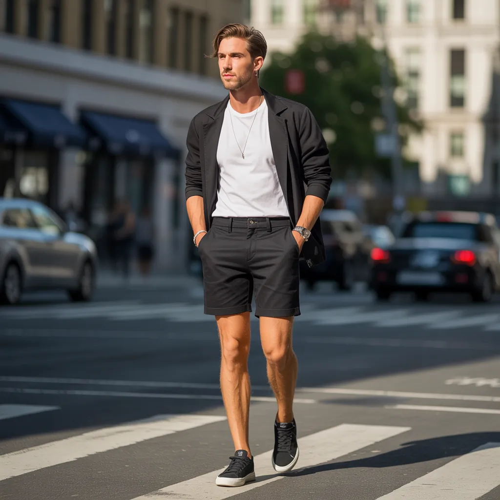 black shorts outfit men ideas