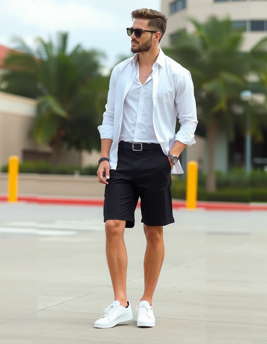 black shorts outfit men ideas