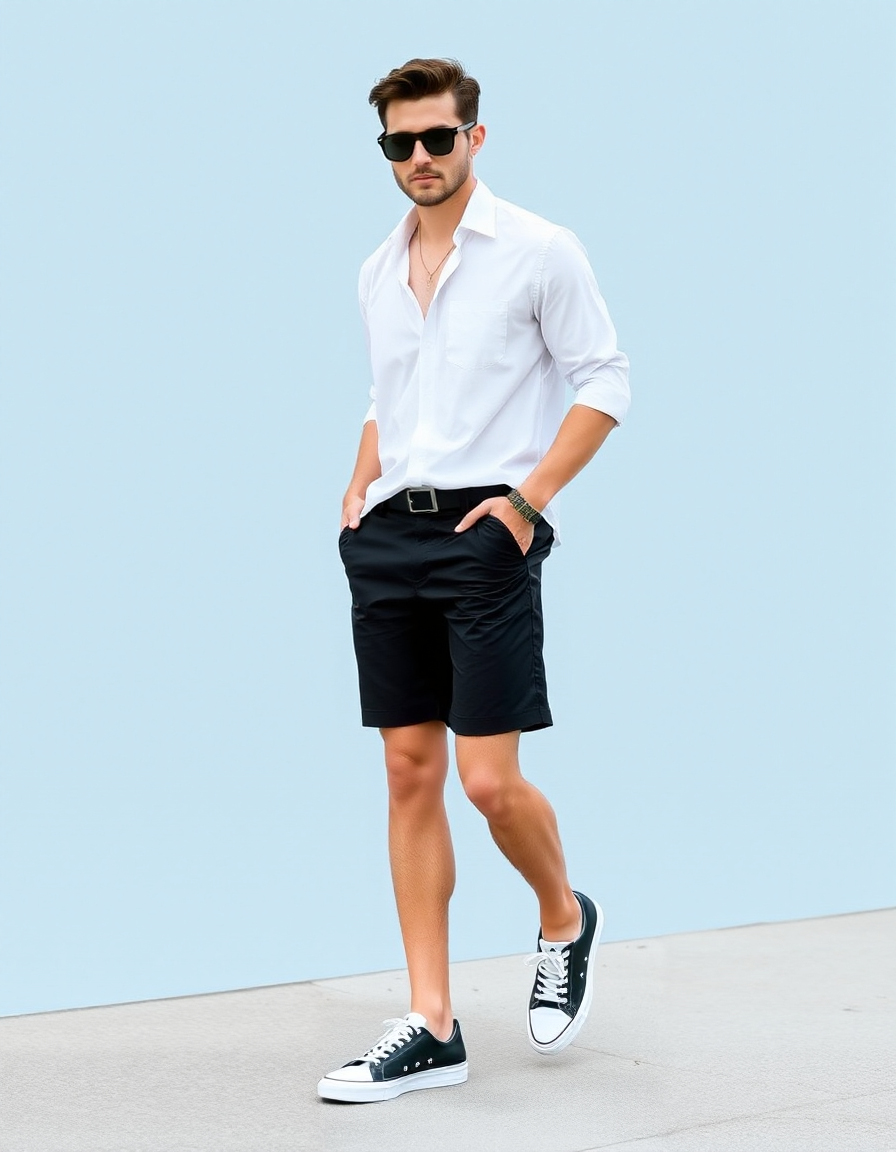 black shorts outfit men ideas