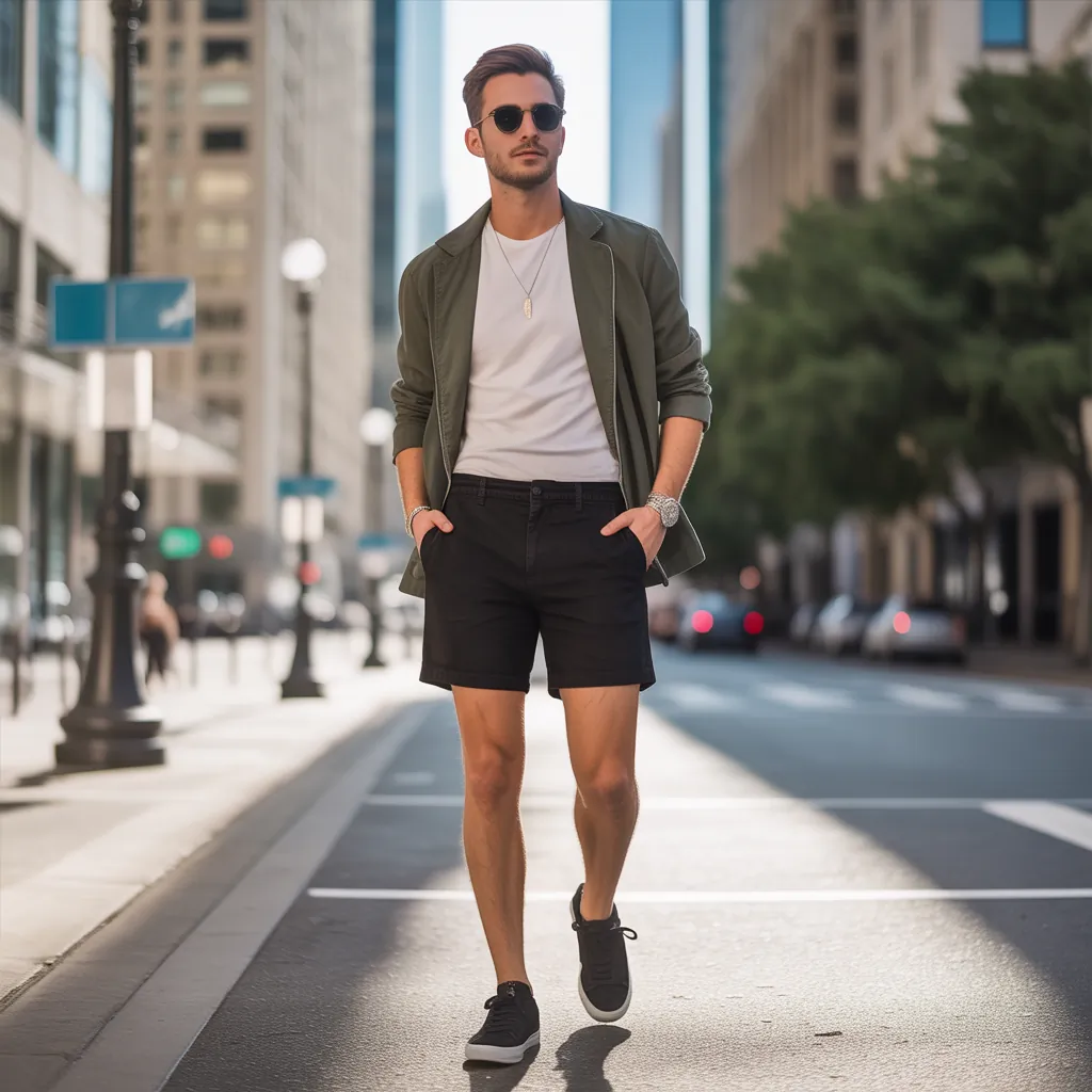 black shorts outfit men ideas