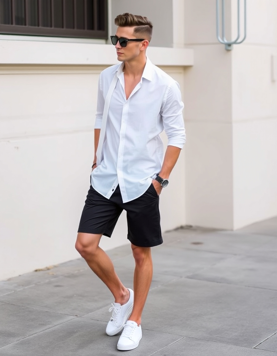 black shorts outfit men ideas