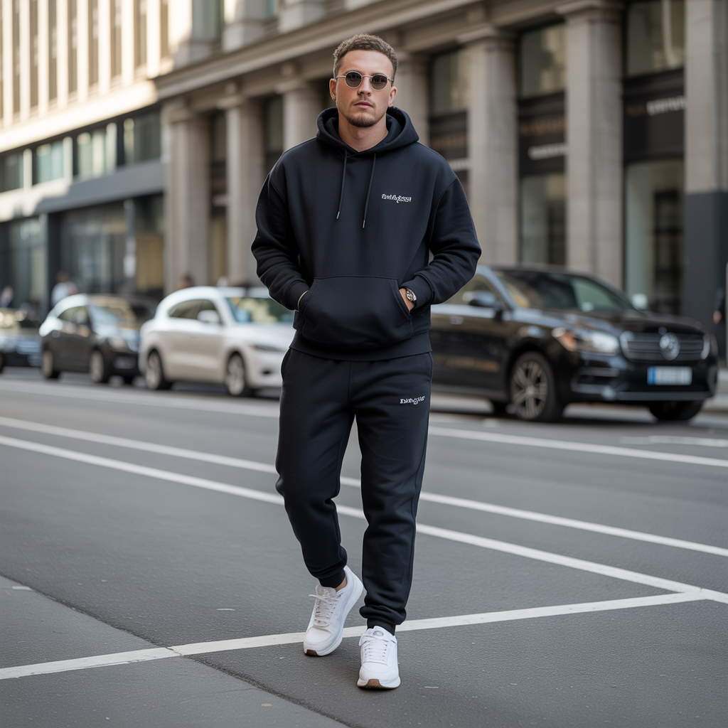 black sweatpants outfit men