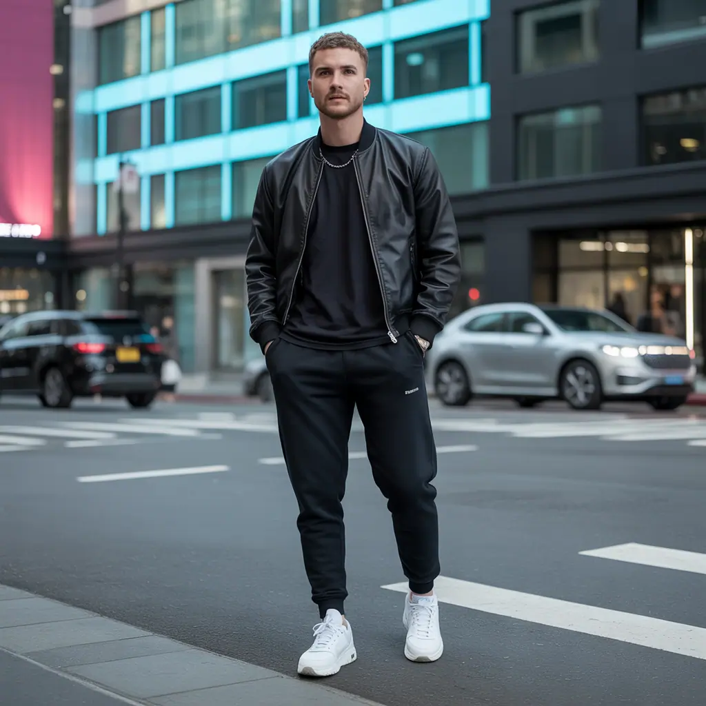 black sweatpants outfit men