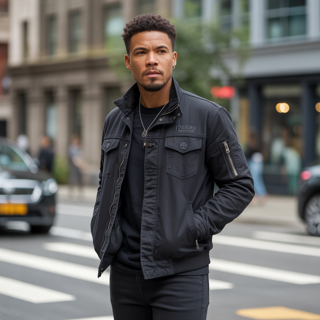 black timberland outfits men