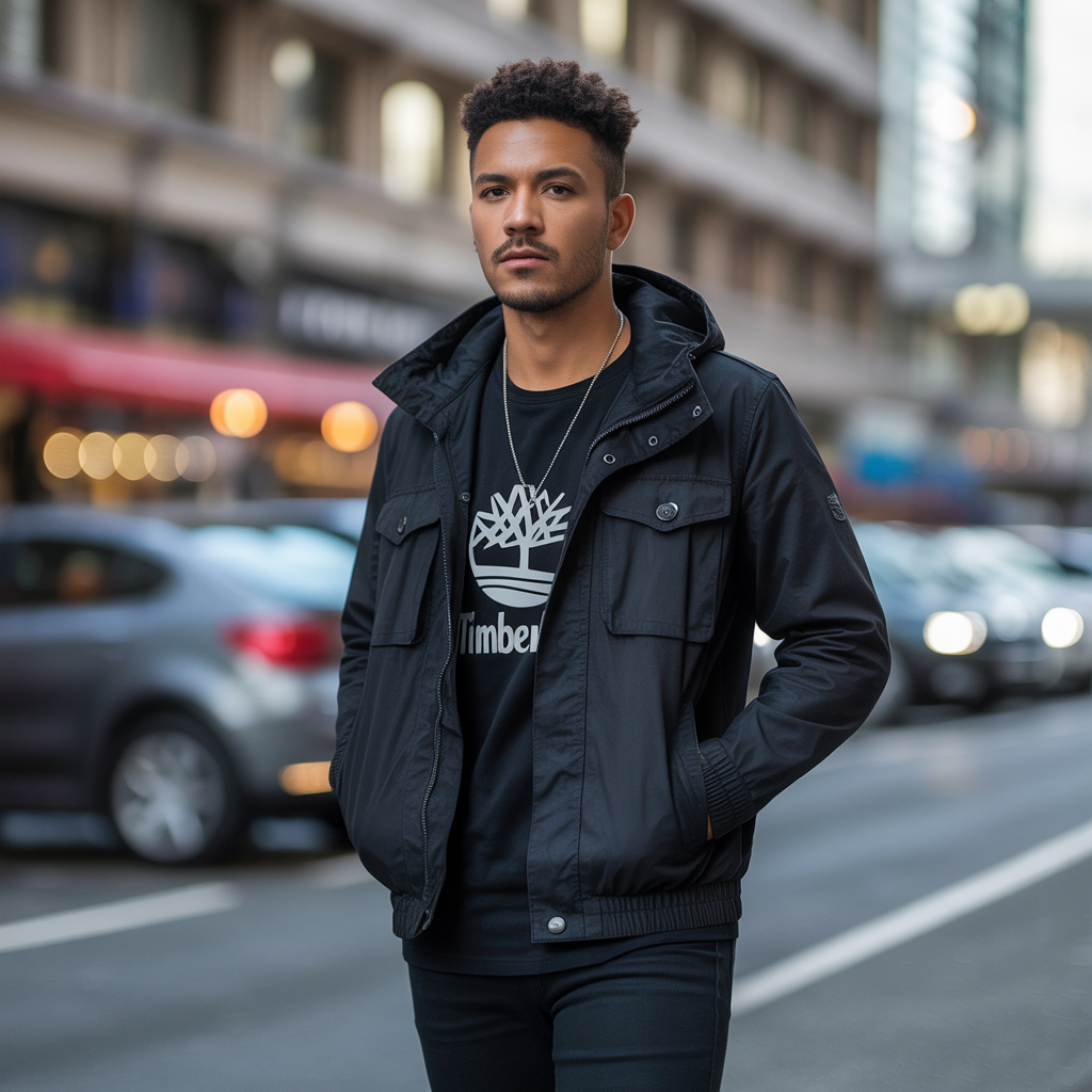 black timberland outfits men