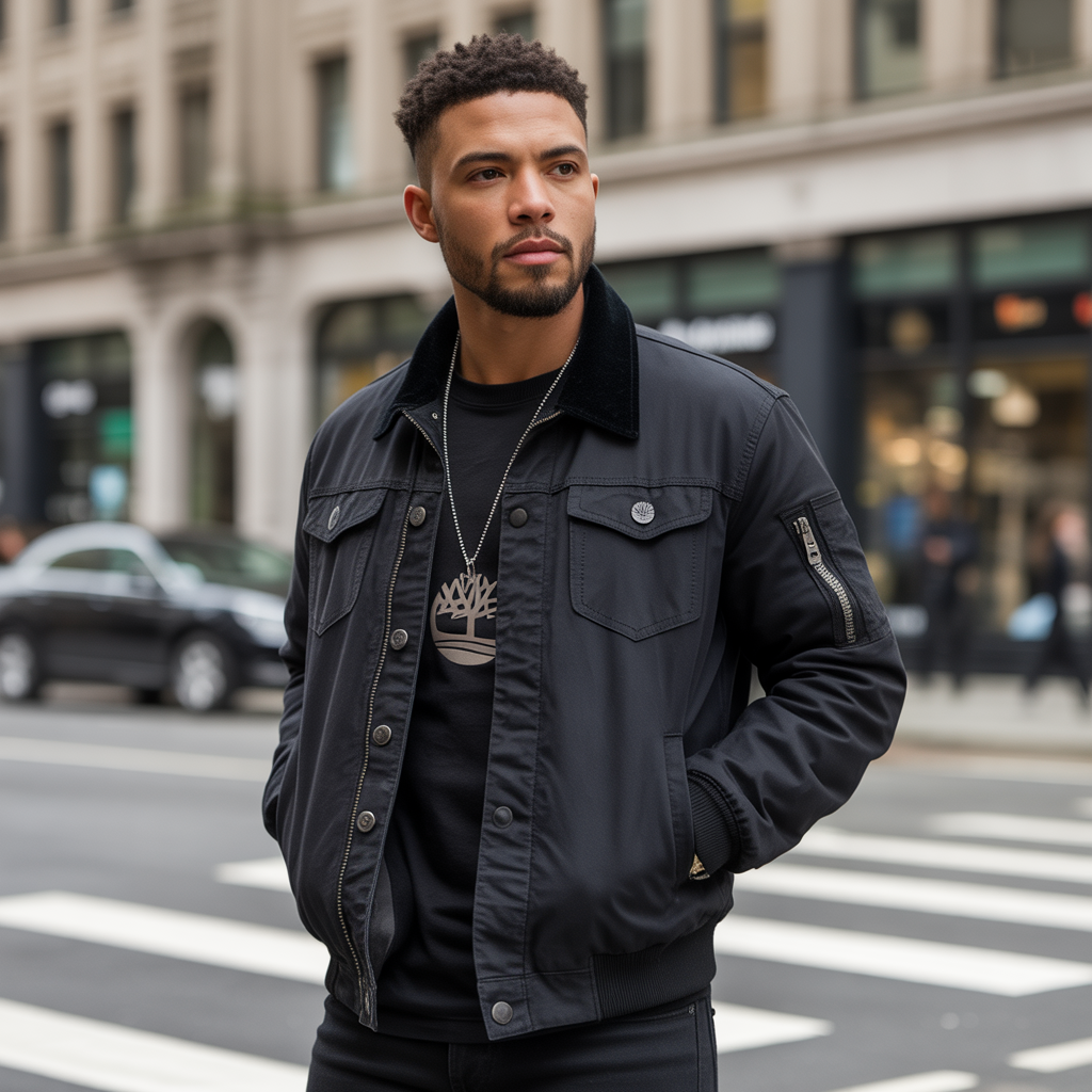 black timberland outfits men