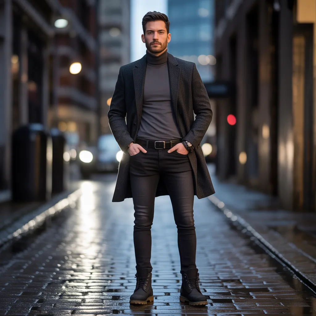 black timberland outfits men