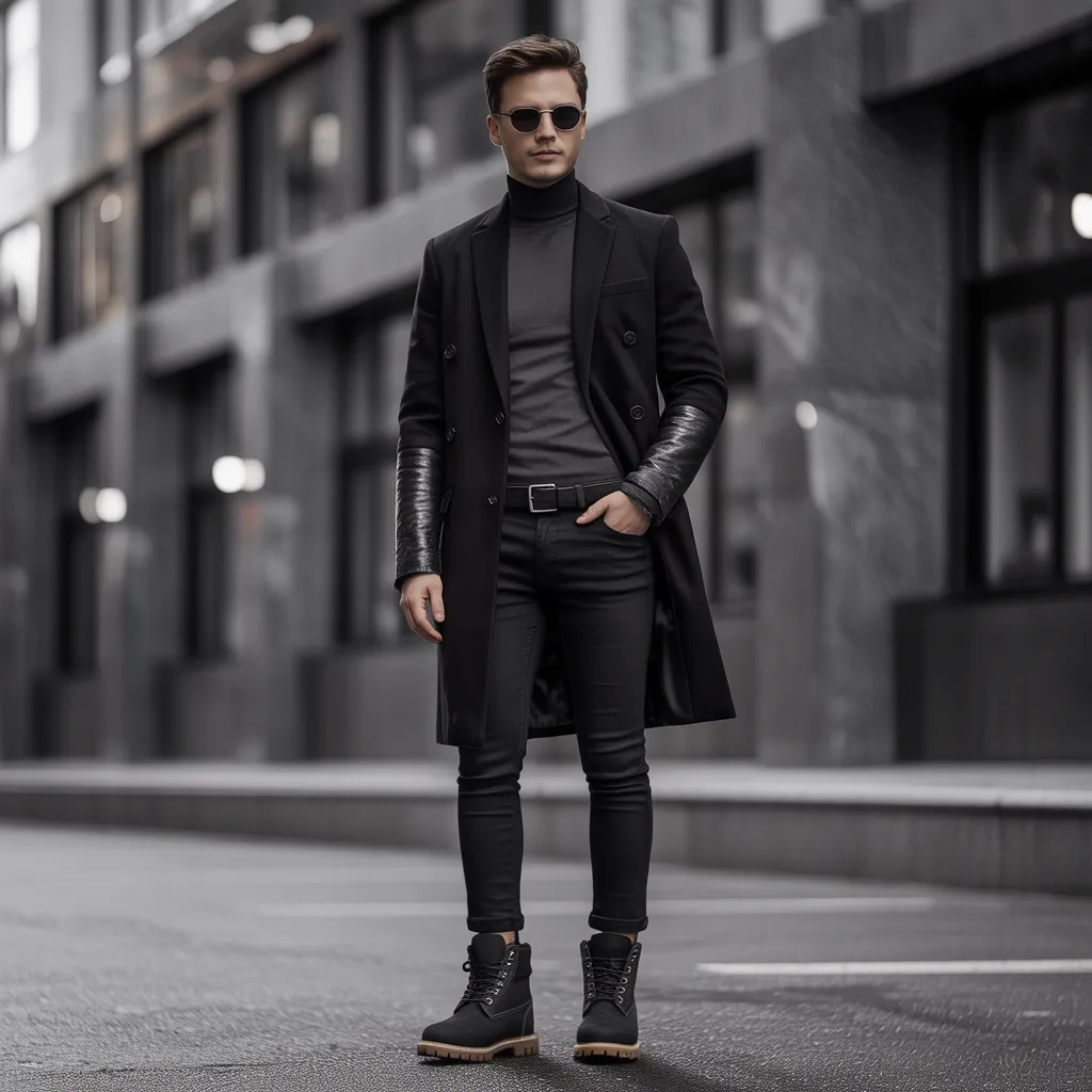 black timberland outfits men