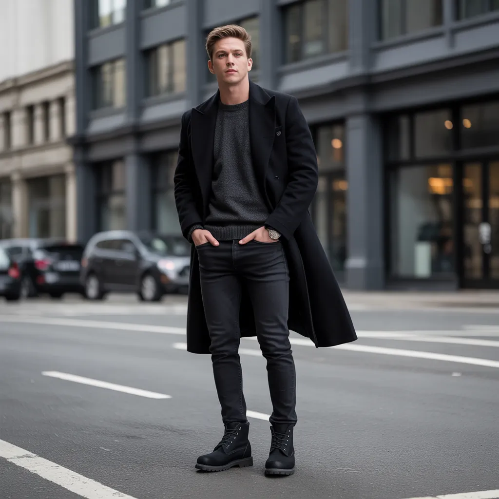 black timberland outfits men