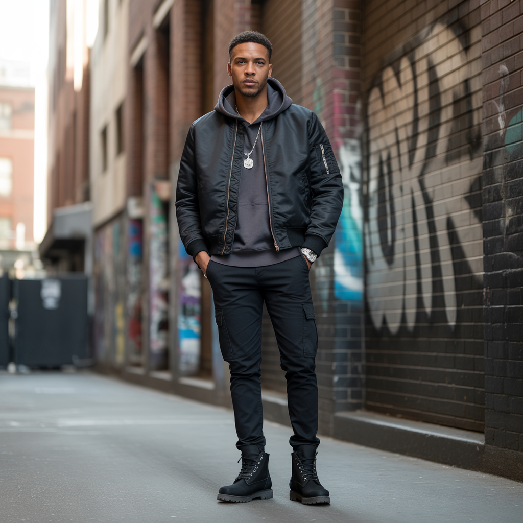 black timberland outfits men