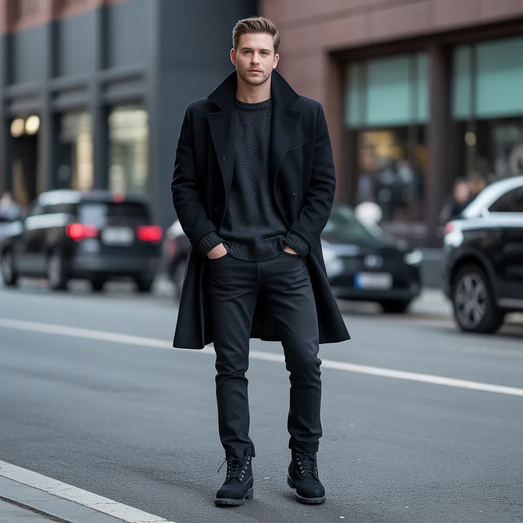 black timberland outfits men