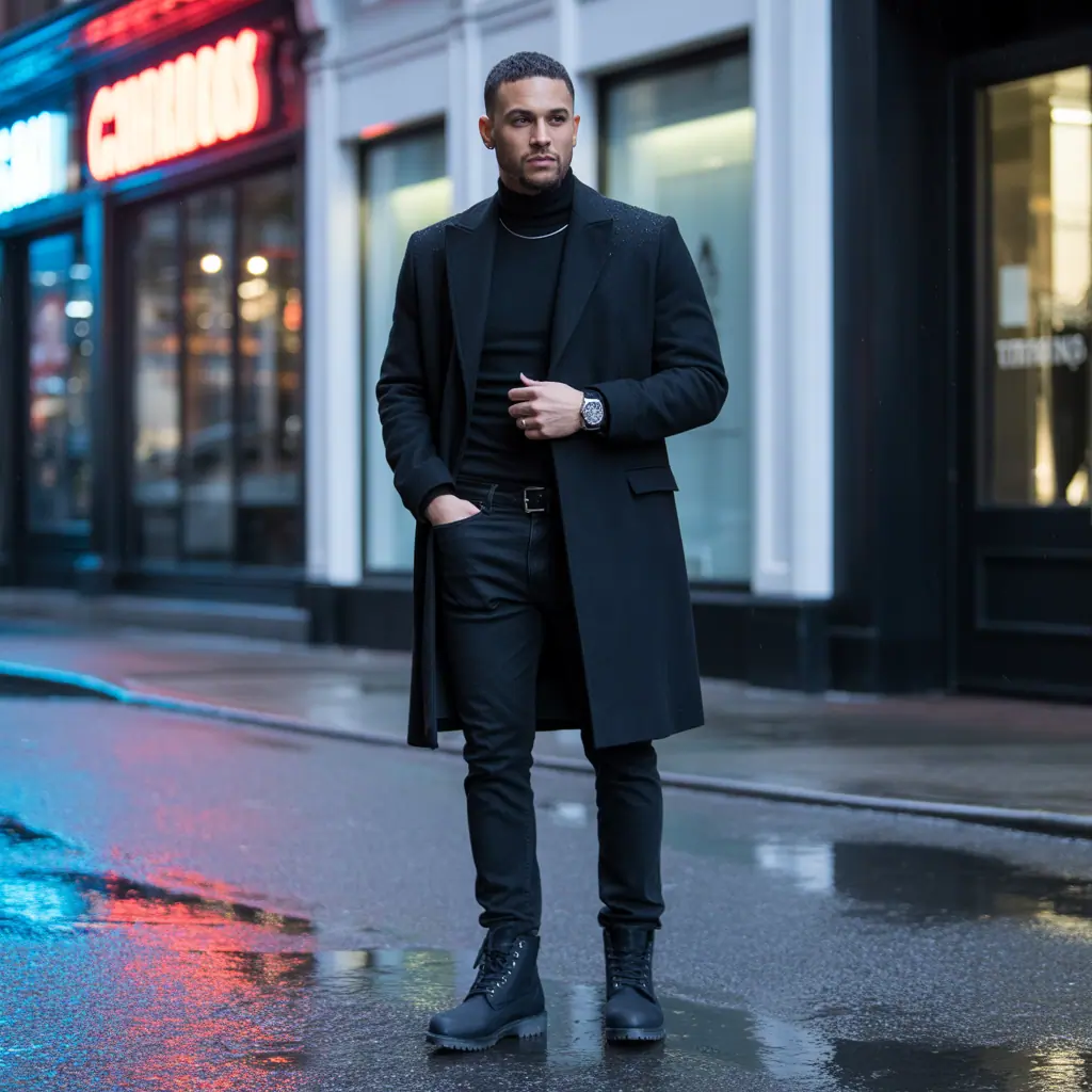 black timberland outfits men