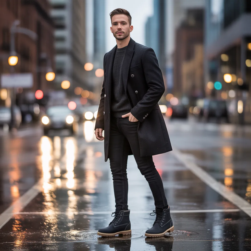 black timberland outfits men