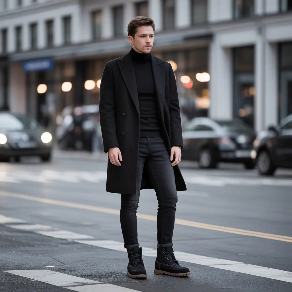 black timberland outfits men